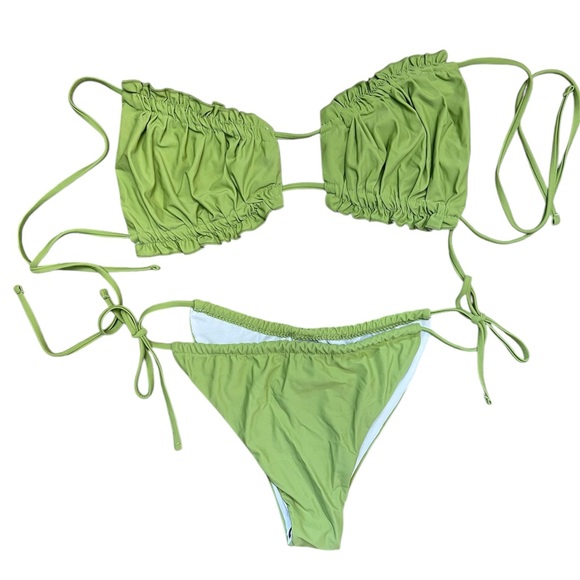 Green Ruched Bikini Set - Picture 2 of 3